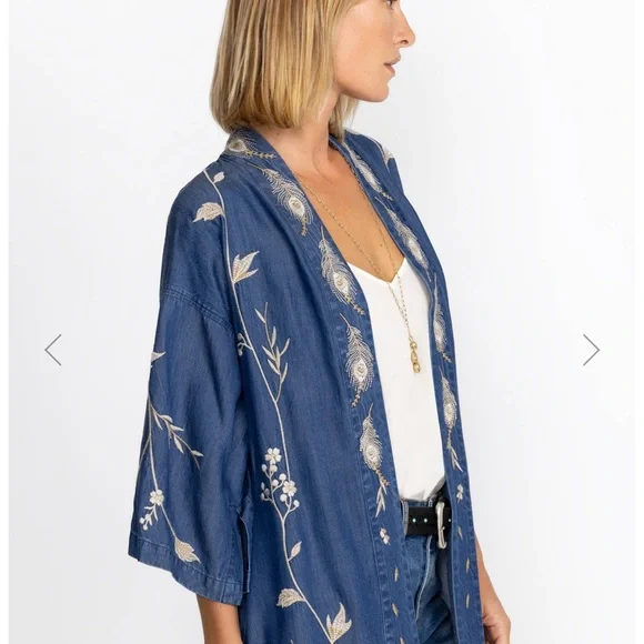 Johnny Was Blue Embroidered Calipso Jacket - Picture 4 of 7